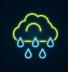 Glowing Neon Line Cloud With Rain Icon Isolated On