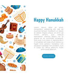 Happy Hanukkah Banner With Traditional Jewish