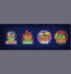 Burger Fast Food Cafe Neon Signs Collection