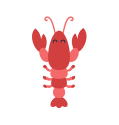 Cartoon Hand Drawn Happy Lobster On Isolated White