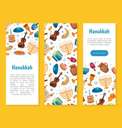 Happy Hanukkah Banner With Traditional Jewish