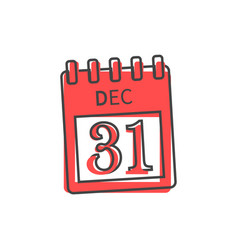 31 December Calendar New Year Day Icon Cartoon