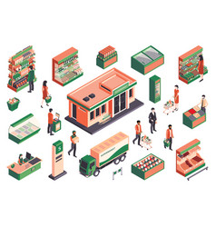 Isometric Supermarket Icon Set