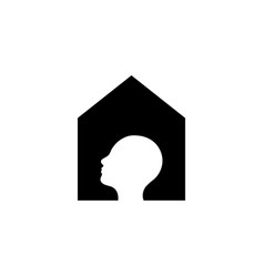 Stay Home Isolated Icon Human In House Modern Logo