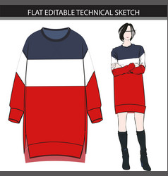 Sweatshirt Dress Flat Sketch File On White