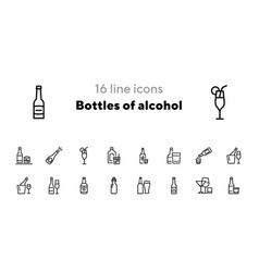 Bottles Of Alcohol Line Icon Set