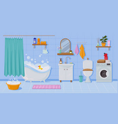 Cartoon Apartment Bathroom Interior Bathtub