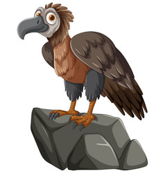 Cartoon Vulture Standing On A Stone Looking