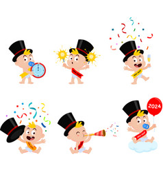 Cute New Year Baby Cartoon Character Collection