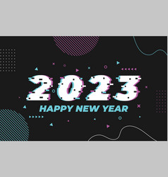 Happy New Year 2023 Glitch Effect Logo