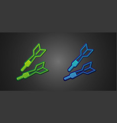 Green And Blue Dart Arrow Icon Isolated On Black