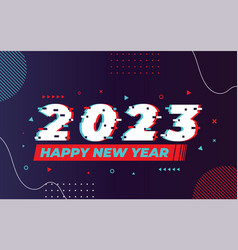 Happy New Year 2023 Glitch Effect Logo