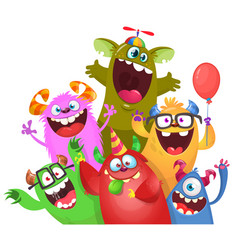 Cute Cartoon Monsters Set Of Happy