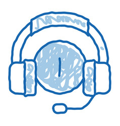 Distracted Music Headphones Doodle Icon Hand