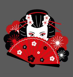 Geisha Face And Hand Fan