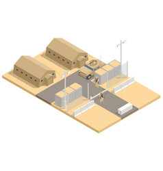 Isometric Military Army Force Base Or Camp