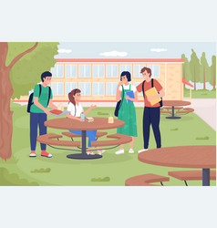 Outdoor School Dining Flat Color