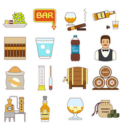 Whisky Icons Set Flat Style