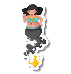 Genie Lady Coming Out Of Magic Lamp Cartoon