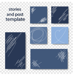 A Set Of Modern Blue Social Media Story And Post