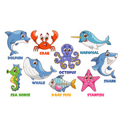 Cartoon Cute Marine Animal Characters Dolphin