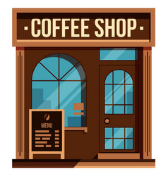 Coffee Shop Cartoon Cafe Facade Small Street