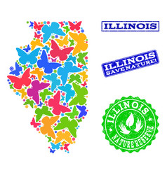 Save Nature Collage Map Illinois State