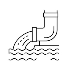 Water Flowing From Drainage Pipe Line Icon