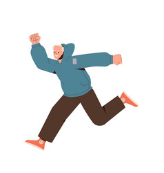 Active Happy Man Jumping In Air And Skipping