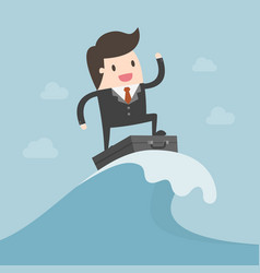 Businessman Surfing On The Wave