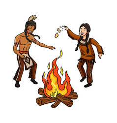 Native American Indian Fire Dancing Clipart