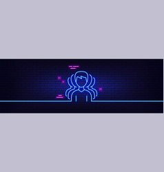 Group Of Men Line Icon Teamwork Sign Neon Light