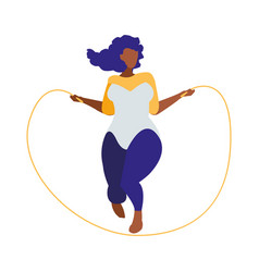 Robust Black Woman Jumping Rope Character