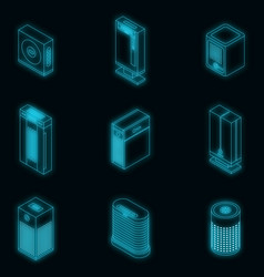 Air Purifier Icons Set Neon