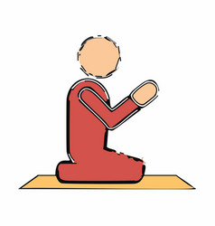 Avatar Man Practicing Yoga Icon Over White