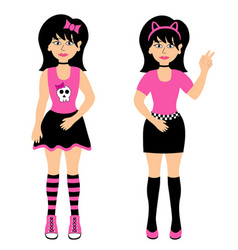 Cartoon Teenage Girls Emo Or Punk Y2k 2000s Style