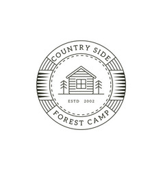 Minimalist Line Art Countryside Forest Camp Logo