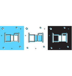 Set Bed Icon Isolated On Blue And White Black