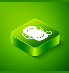 Isometric Bar Of Soap Icon Isolated On Green