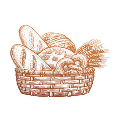 Basket Full Of Baked Goods Bread And Pastry