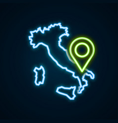 Glowing Neon Line Map Of Italy Icon Isolated