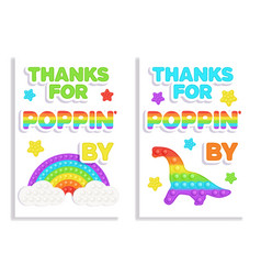 Set Of 2 Birthday Popit Rainbow Favor Cards