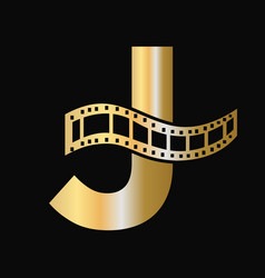 Letter J With Films Roll Symbol Strip Film Logo