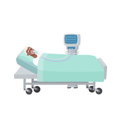 Old Man In Hospital Bed With Oxygen Mask