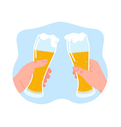 Two Hands Move Glasses Of Beer People Drink