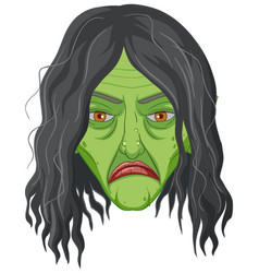 Wicked Old Witch Face On White Background