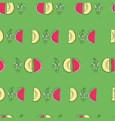 Green Melon Grapes Summerfruits Doodle