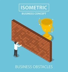 Isometric Businessman Standing In Front Of Wall