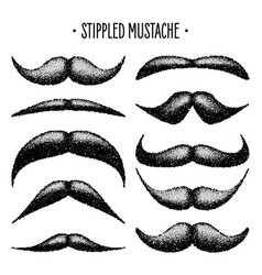 Stippled Vintage Mustache Curly Facial Hair