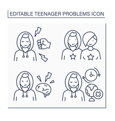 Teenager Problems Line Icons